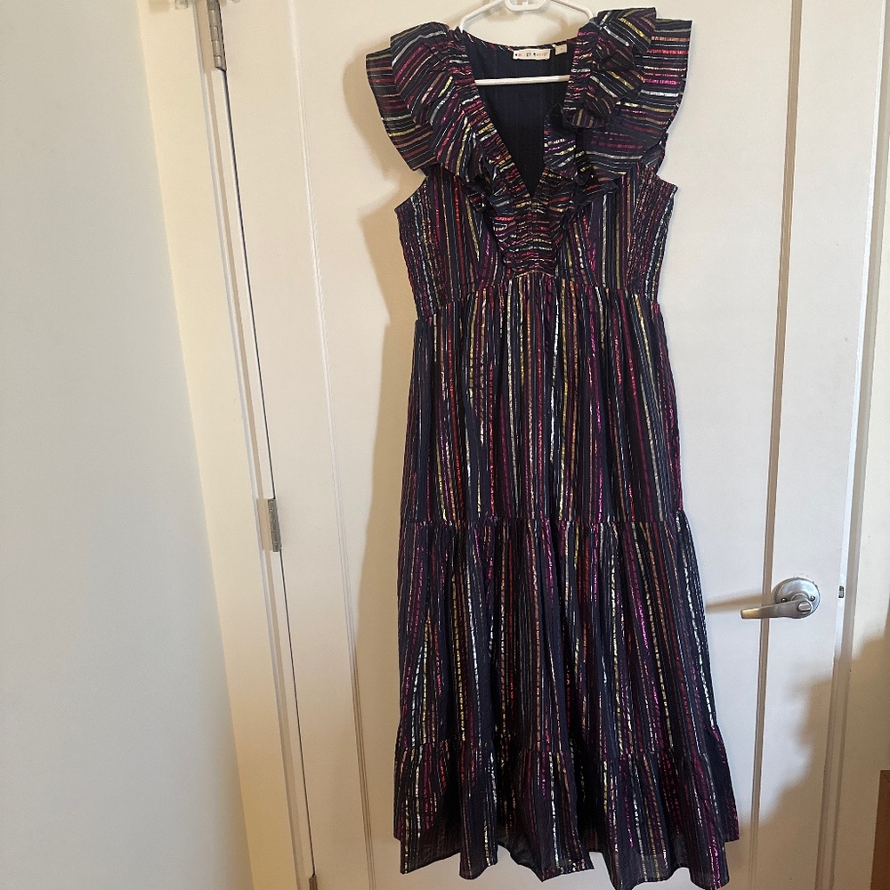 Roberta Roller Rabbit Navy and Metallic Stripe Maxi Dress